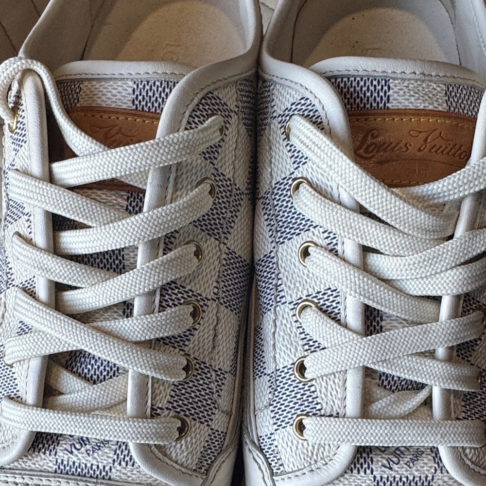 Louis Vuitton Cream and Gray Women's Sneakers - Picture 3 of 8